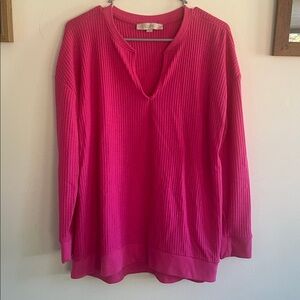 LOFT Fuchsia Waffle Knit Pullover